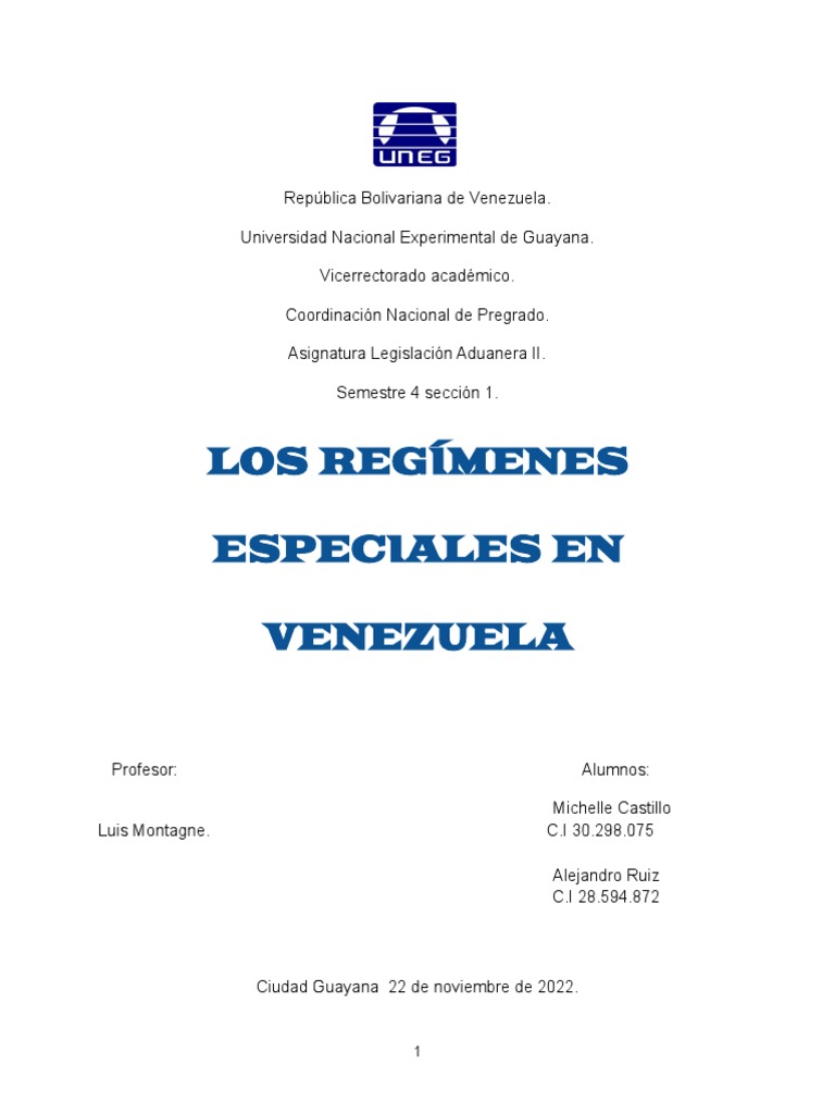 Regímenes Especiales Aduaneros en Venezuela | PDF | aduana | Impuestos