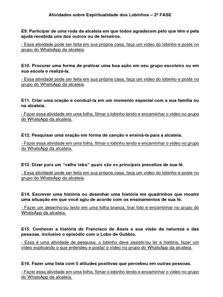 Atividades Sobre Espiritualidade - 2a FASE | PDF