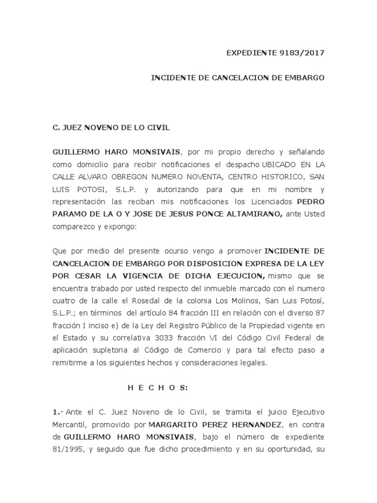 Cancelación de Embargo en San Luis Potosí | PDF | Propiedad | Gobierno