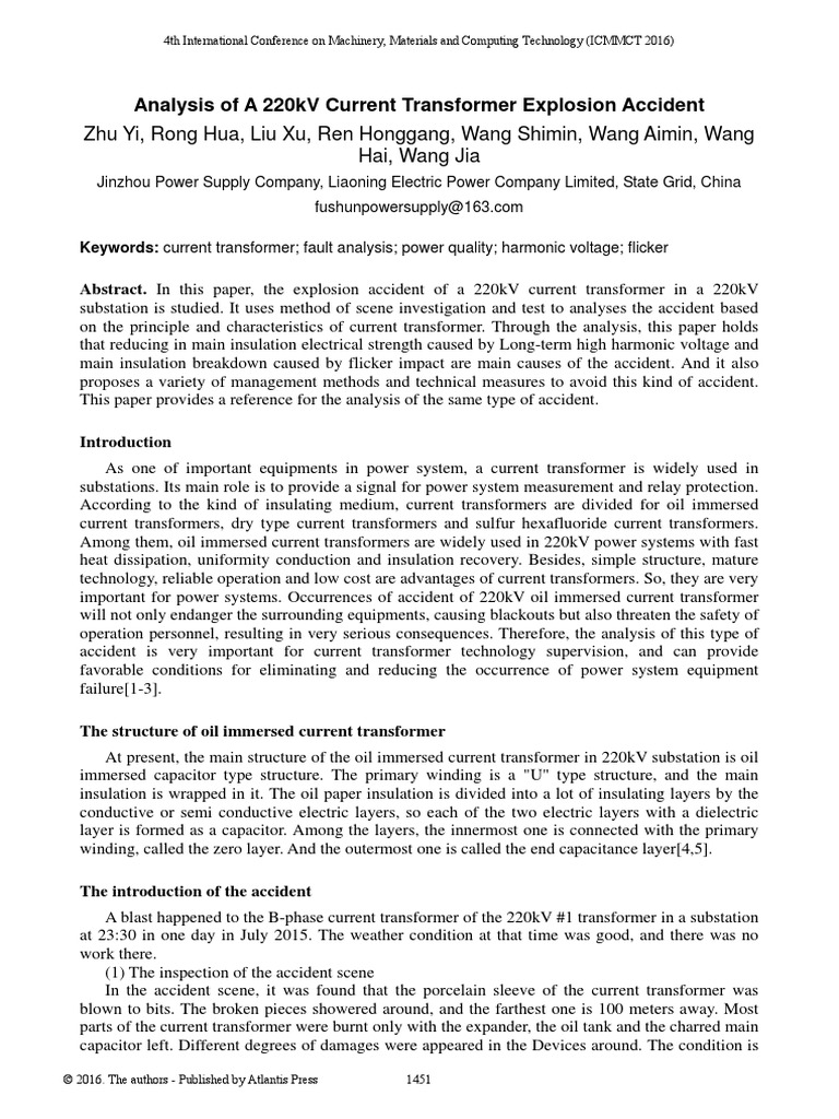 Analysis of a 220kv current transformer explosion accident pdf