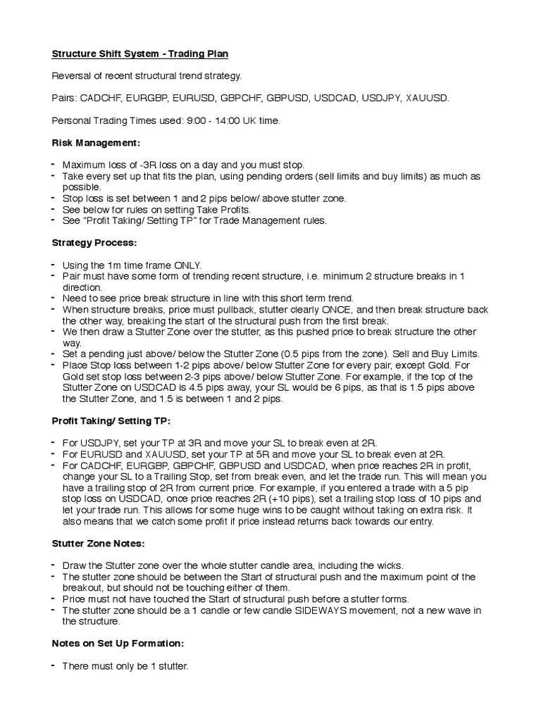 Forex Structure Shift Trading Plan | PDF | Order (Exchange) | Financial  Markets