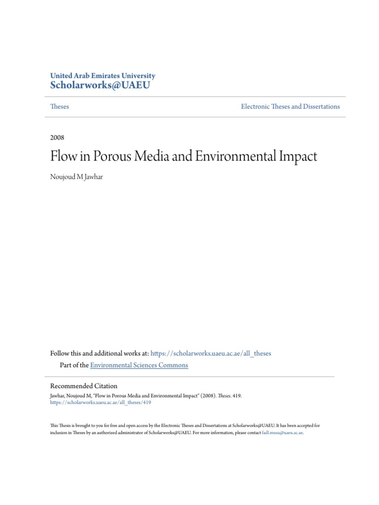 Flow in Porous Media and Environmental Impact | PDF | Permeability ...