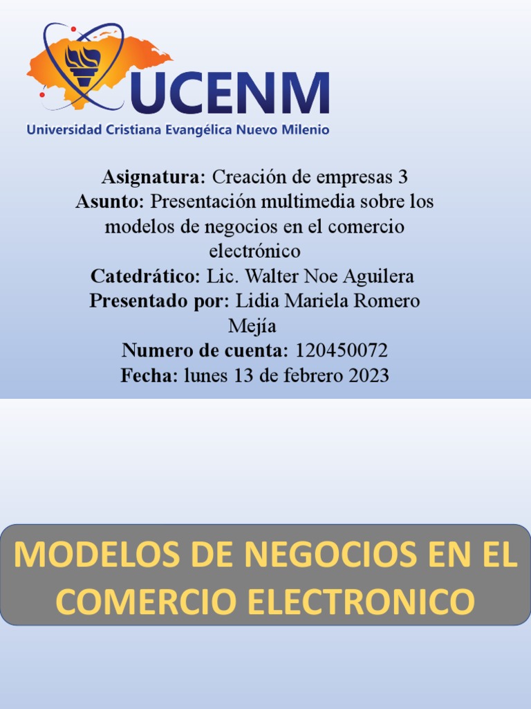 Modelos de Negocios en El Comercio Electrónico Mejía | PDF | Comercio ...