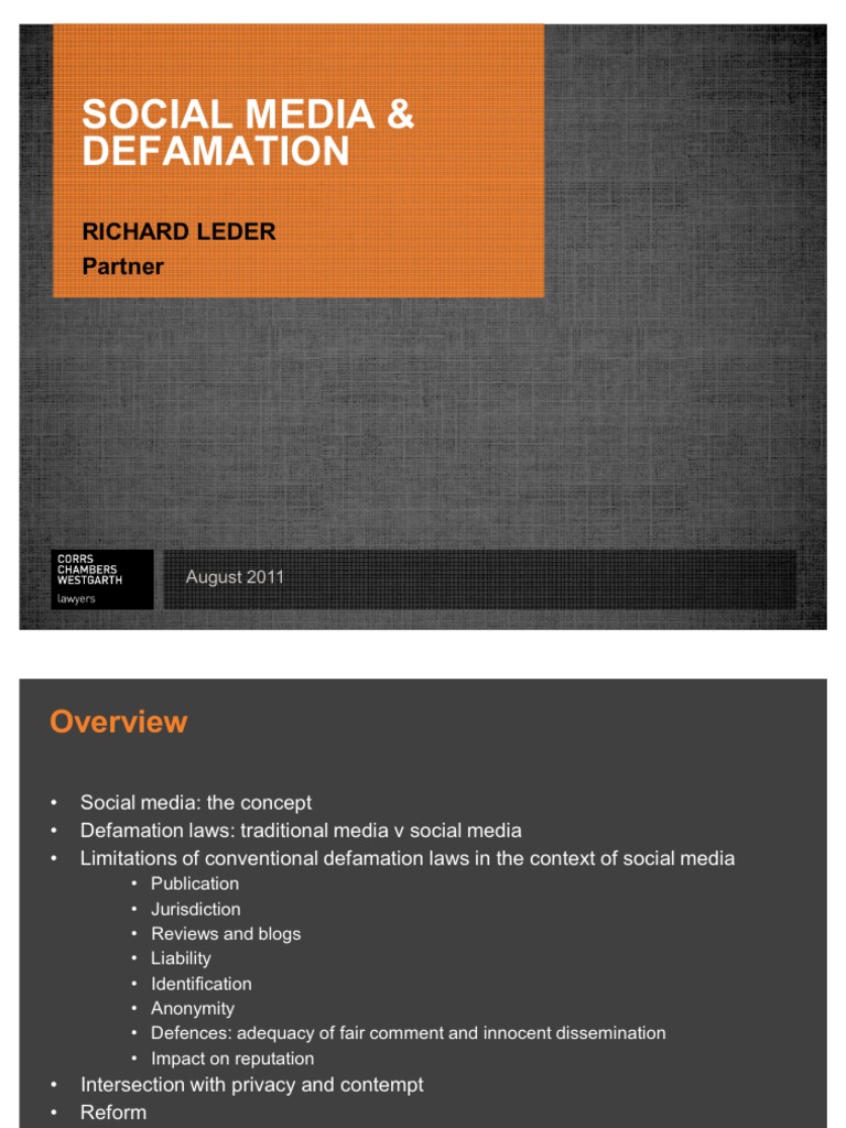 Social media and defamation Defamation Social Media