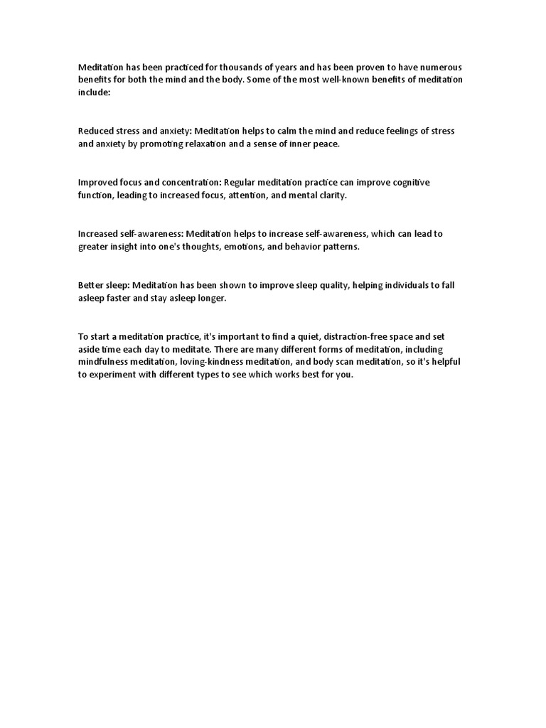 The Benefits of Meditation PDF