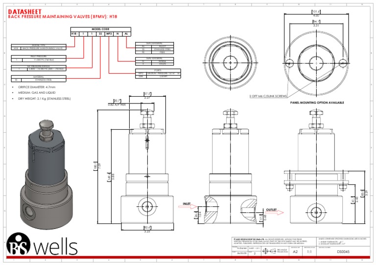 Datasheet Back Pressure Maintaining Valves (BPMV) H18 PDF Valve