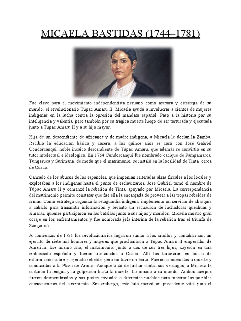 Micaela Bastidas PDF América del Sur America latina