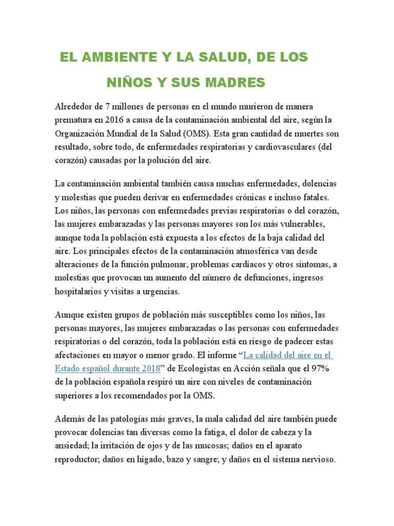 El Ambiente y La Salud | PDF | La contaminación del aire | Agua