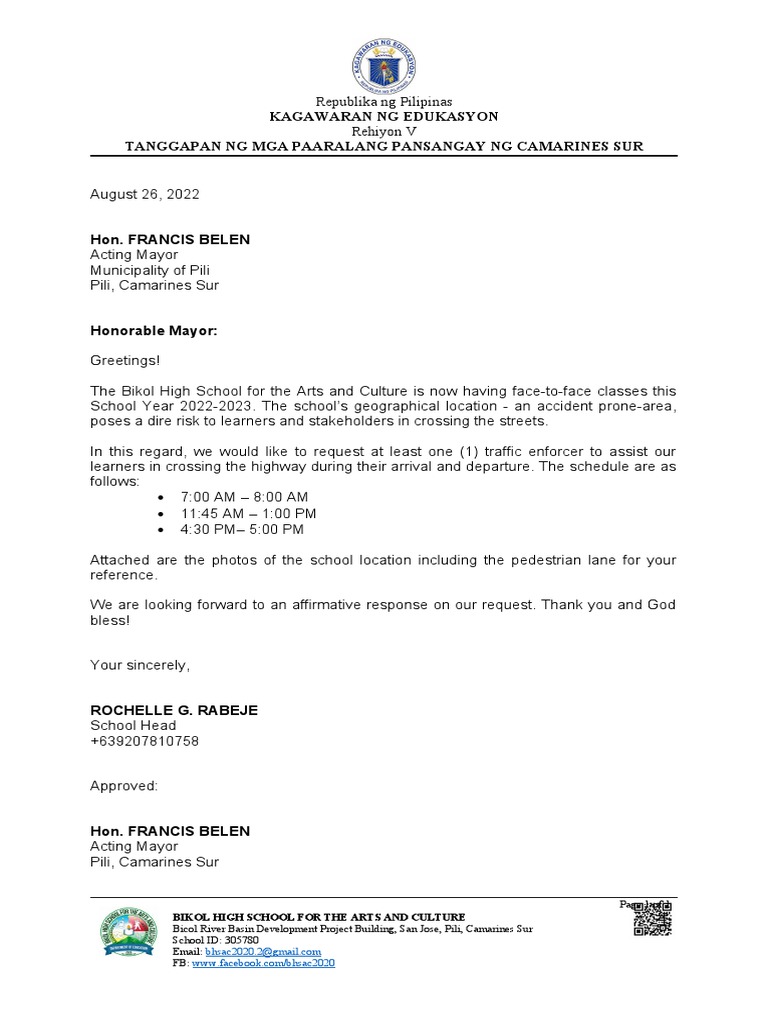Letter of Request Traffic Enforcer PDF