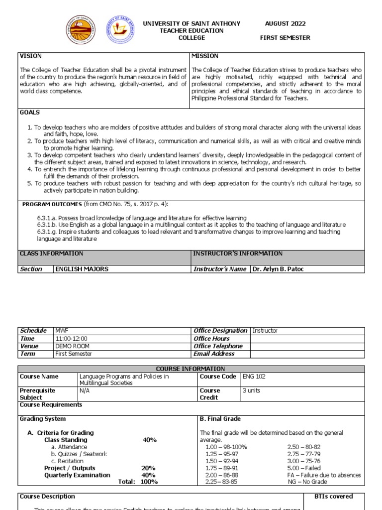 Eng 102 Language Culture And Society Pdf Teachers Linguistics