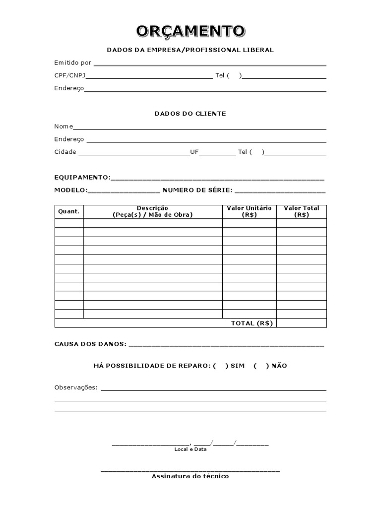 Exemplo Orçamento | PDF