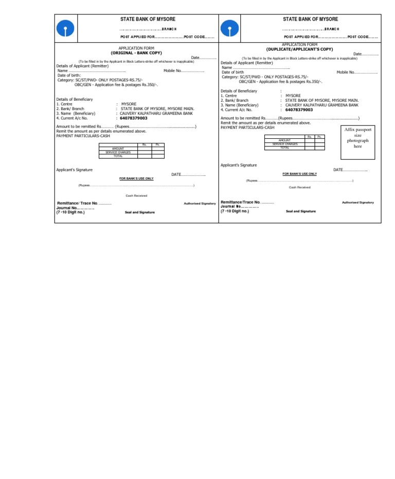 SBI Application Form for Remittance | PDF | Career & Growth