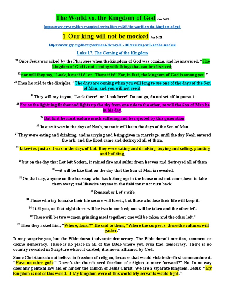 The World Vs The Kingdom Of God Pdf Ark Of The Covenant Samuel