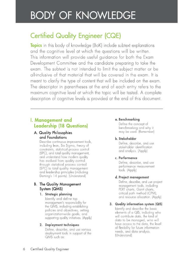 Cqe Body of Knowledge | PDF