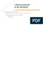 Trabajos Realizados MIÉRCOLES 09 /02/2022