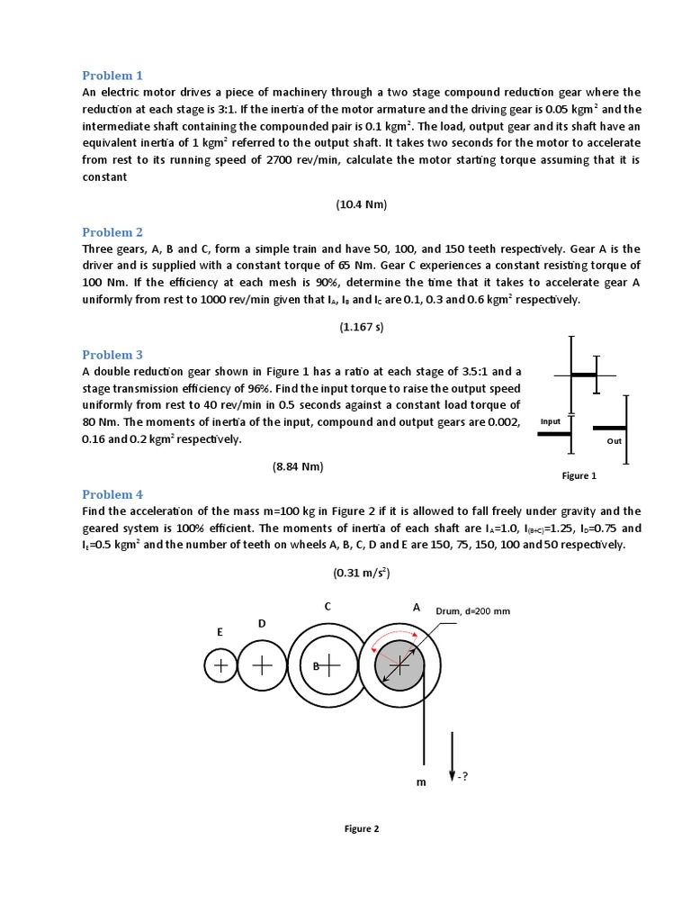 Solutions Acceleration Of A Geared System Pdf Torque Electric Motor