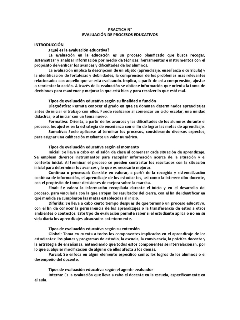 Tipos y Propuesta de Evaluación Educativa | PDF | Crecimiento personal ...