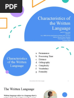 Characteristics of The Written Language