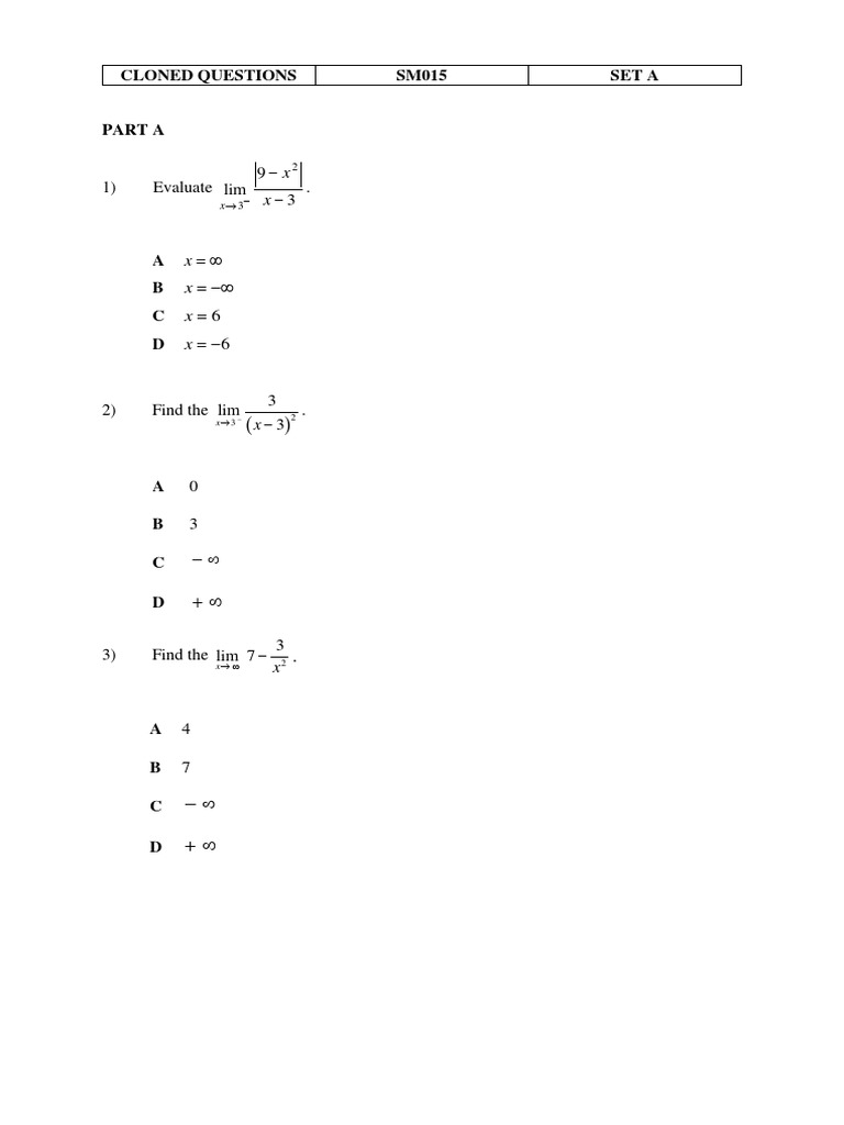 Soalan Klon SM015 Set A | PDF | Function (Mathematics) | Mathematical ...