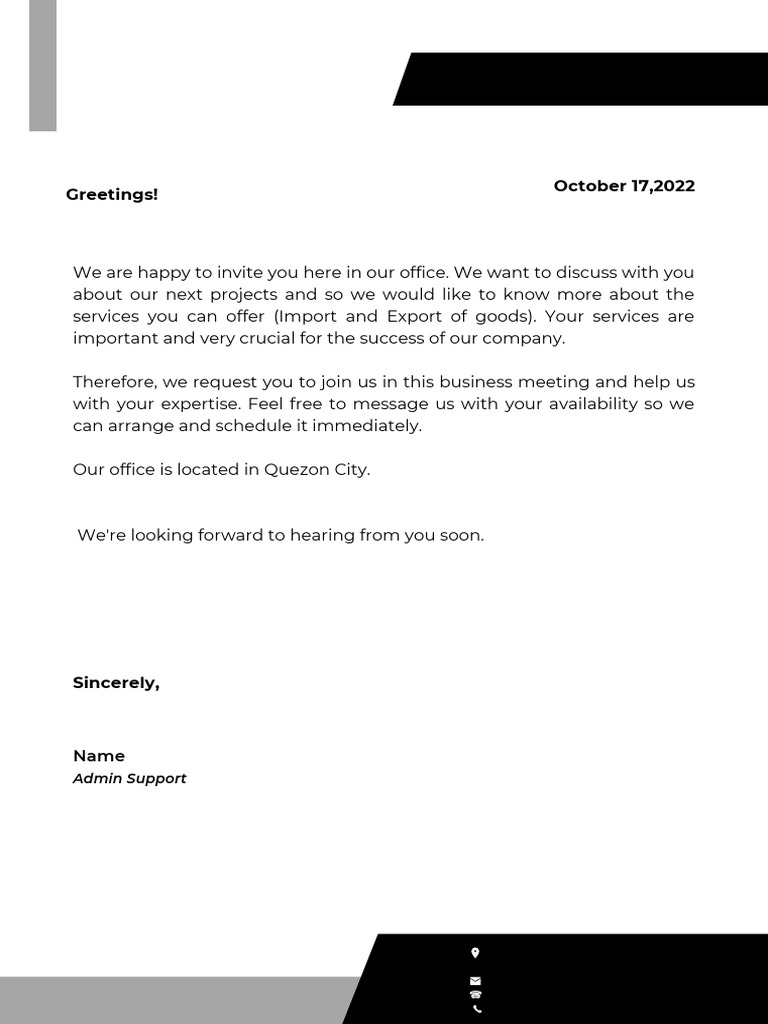Business Meeting Invitation to Our Office | PDF | Business