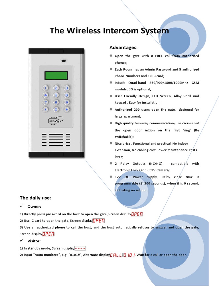 Default Password for Intercom Setup | PDF | Smart Card | Computer Science