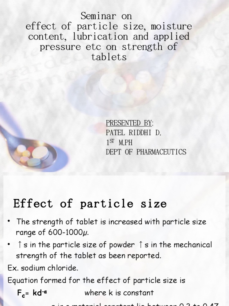 Effects of Particle Size and Lubrication on Tablet Strength | PDF ...