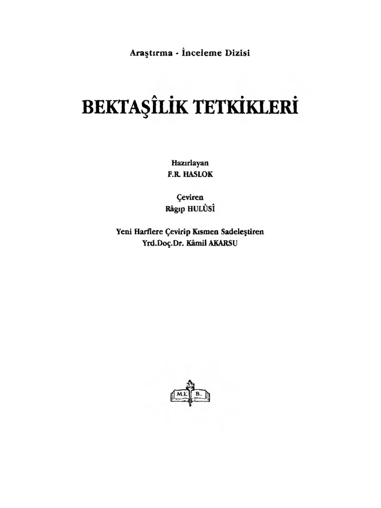 F R Haslok Bektaşilik Tetkikleri PDF 