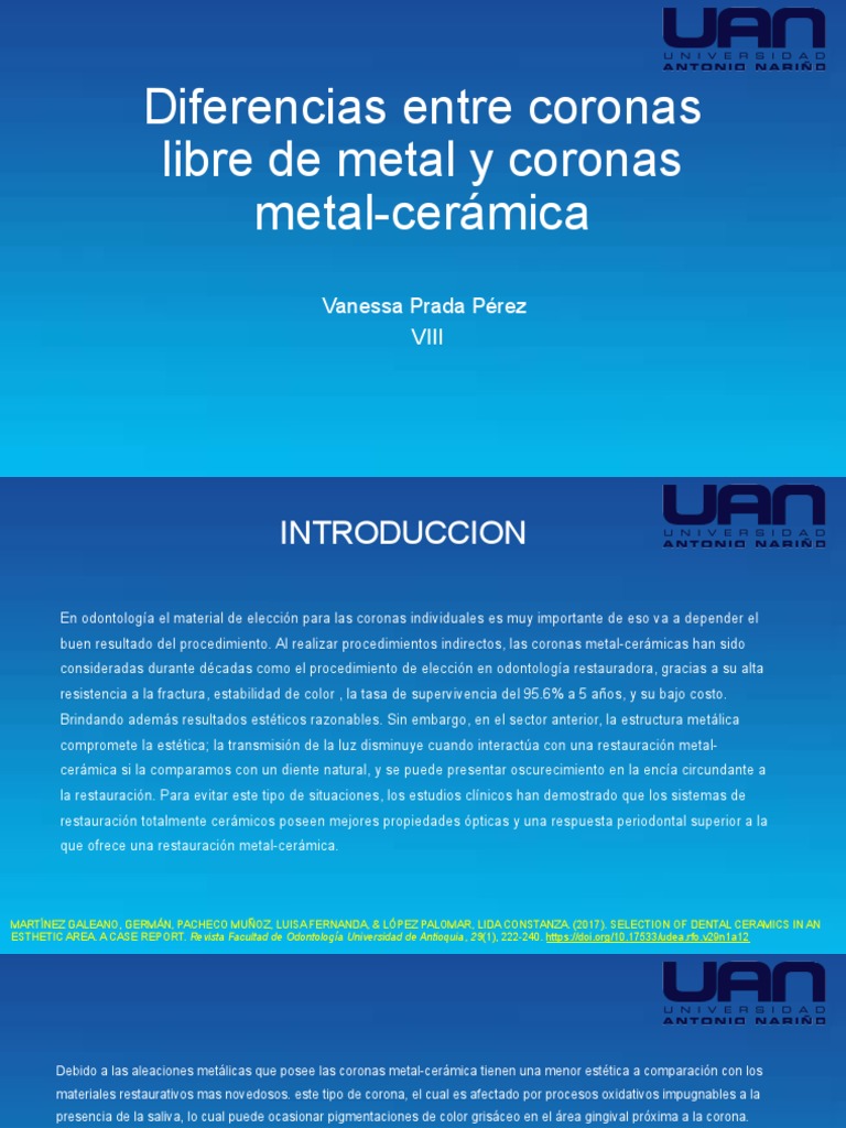 Comparativa de coronas dentales: metal vs. cerámica | PDF | Dentadura ...