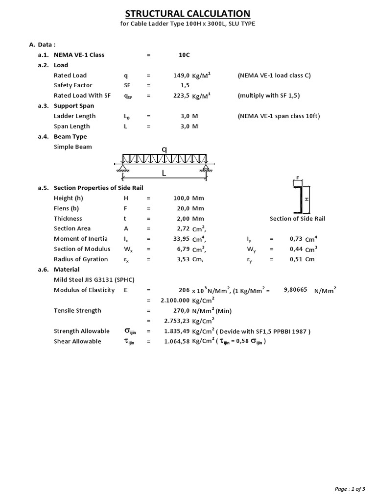 Structural Calculation for Cable Ladder | PDF | Beam (Structure ...