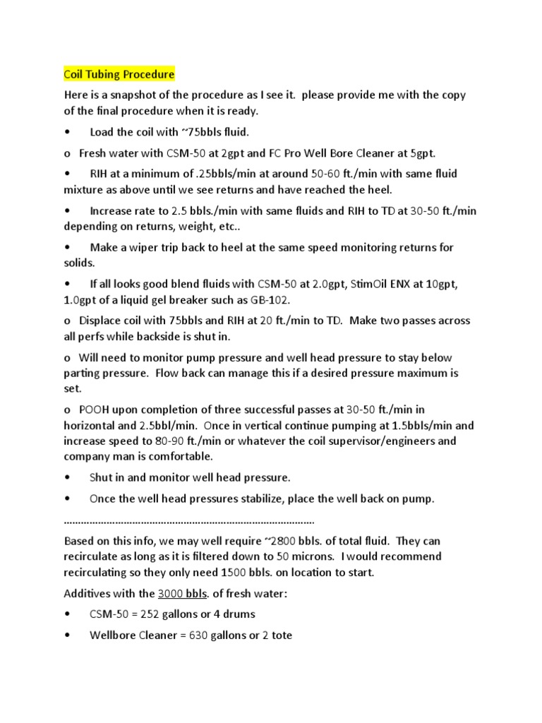 Coil Tubing Procedure PDF