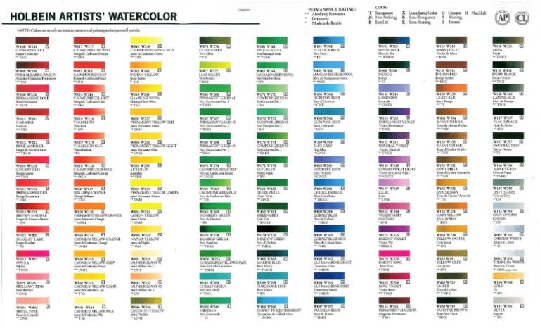 Holbein Color Chart | PDF