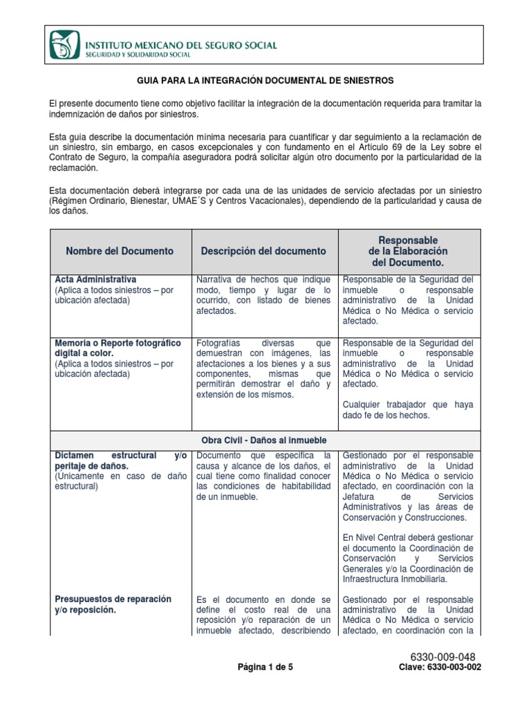 Guia para Integración de Siniestros | PDF | Seguro | Presupuesto