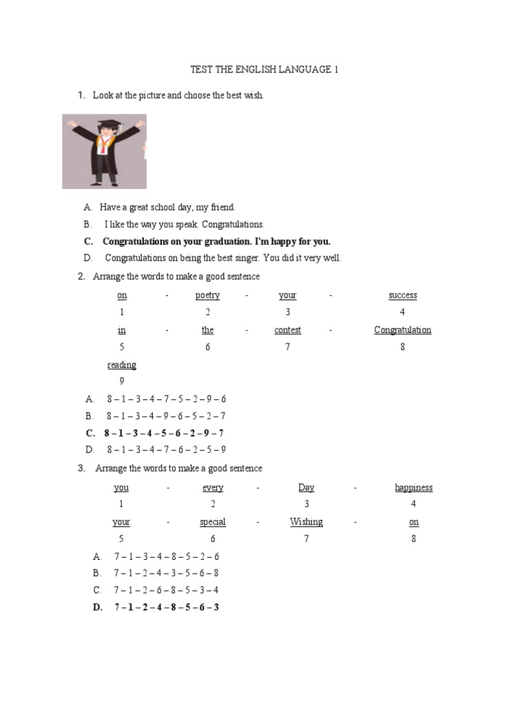 Test The English Language 1 PDF