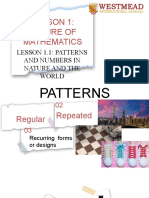 Lesson 1.1 Patterns and Numbers in Nature and The World