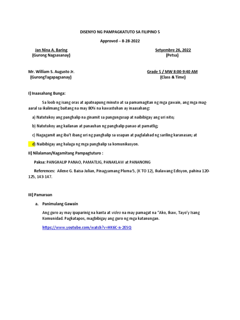 Panghalip Panao Pamatlig Pananong At Panaklaw