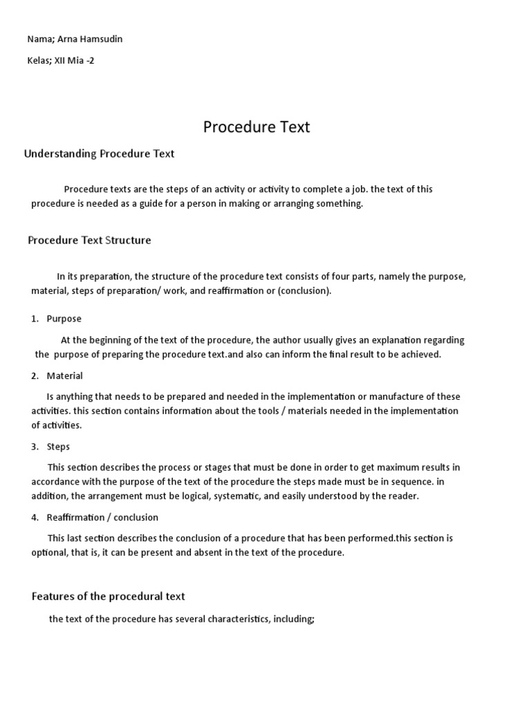 Procedure Texts | PDF | Sentence (Linguistics) | Question