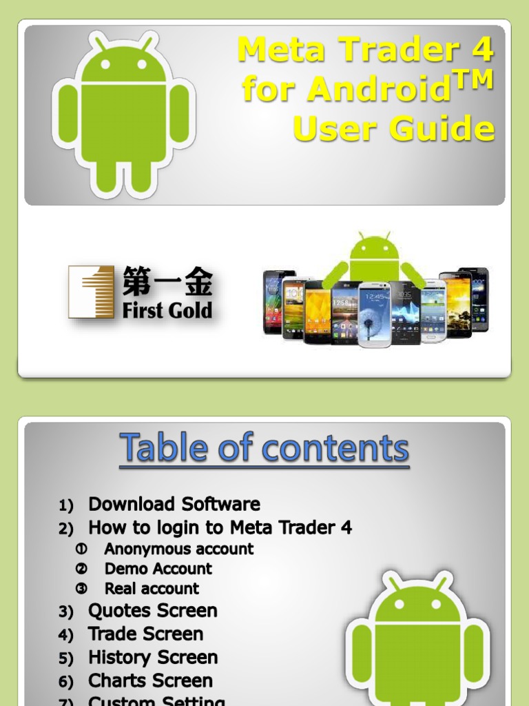 MT4 For Android User Manual (Traditional - Ver0.2) | PDF | Order (Exchange)  | Google Play