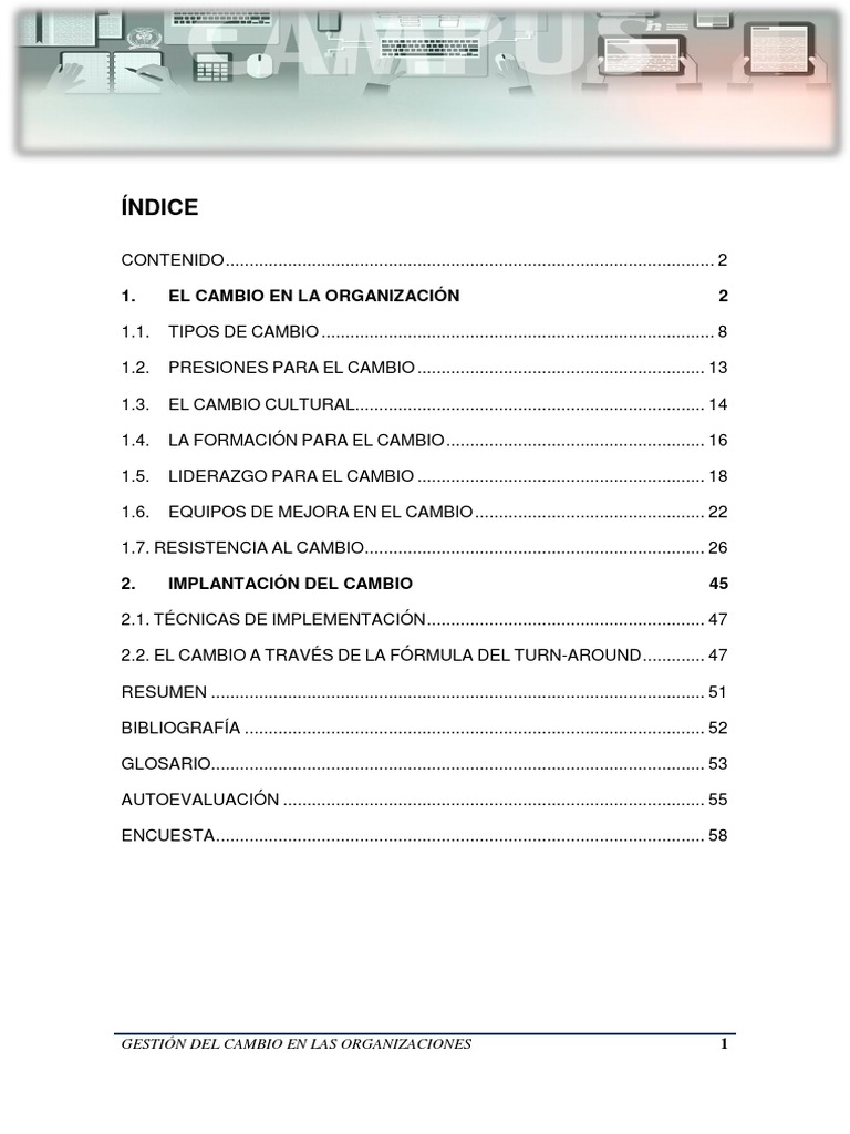 Gestión del Cambio en Organizaciones | PDF | Liderazgo | Planificación