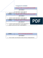 Cronograma de Actividades Preescolar 08 Al 10 de Marzo