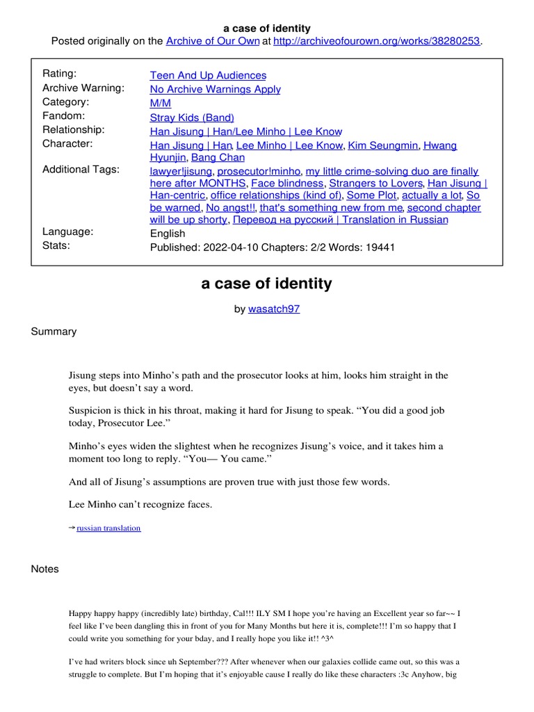 A Case of Identity PDF
