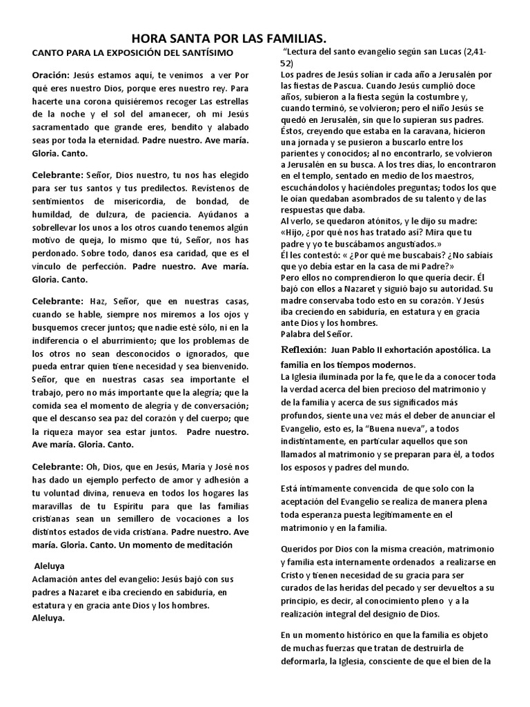 Hora Santa para Familias Cristianas | PDF | María, madre de Jesús ...