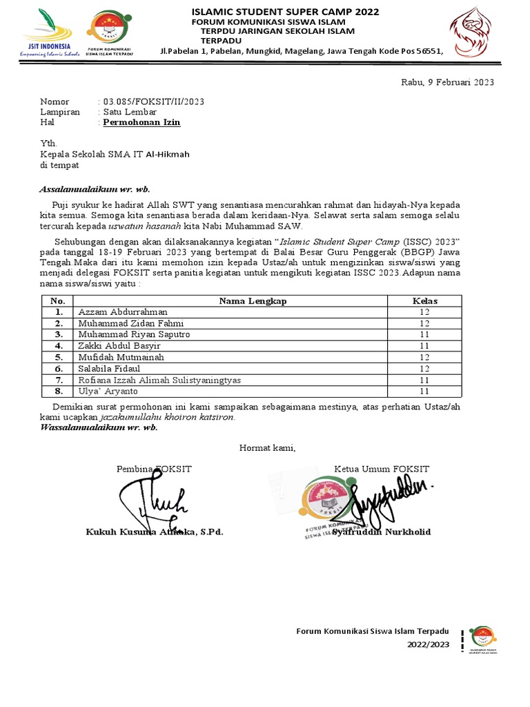 Surat Izin Sekolah | PDF