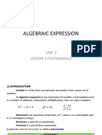Lesson 3 - Algebraic Expression - Polynomials
