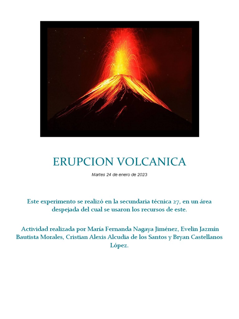 Experimento Del Volcan 1 Pdf Química Reacciones Químicas