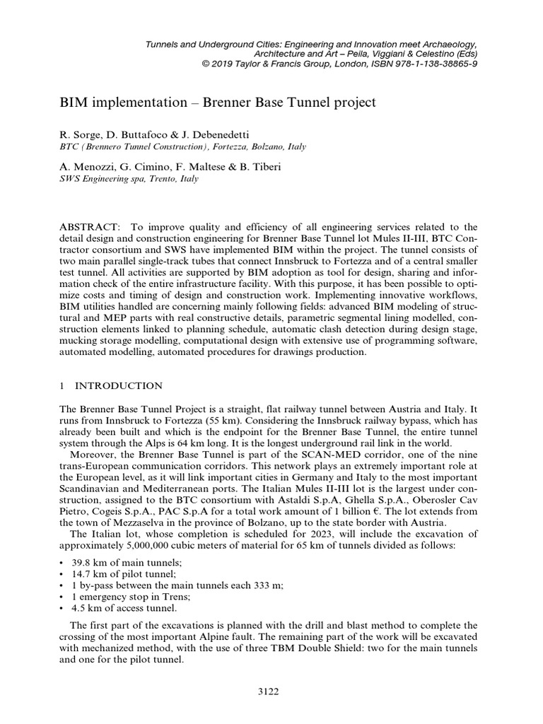 BIM Implementation - Brenner Base Tunnel Project | PDF | Building ...
