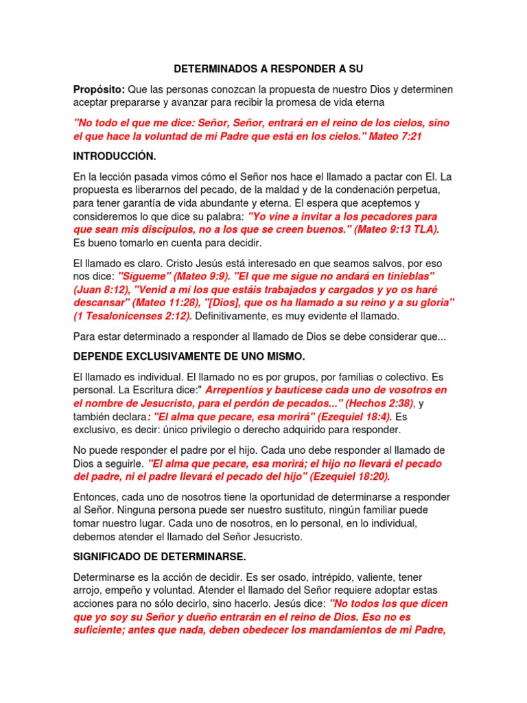 Responder al Llamado de Dios | PDF | Pecado | Cristo (título)