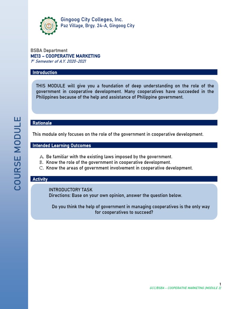 Government's Role in Cooperative Development | PDF | Cooperative ...