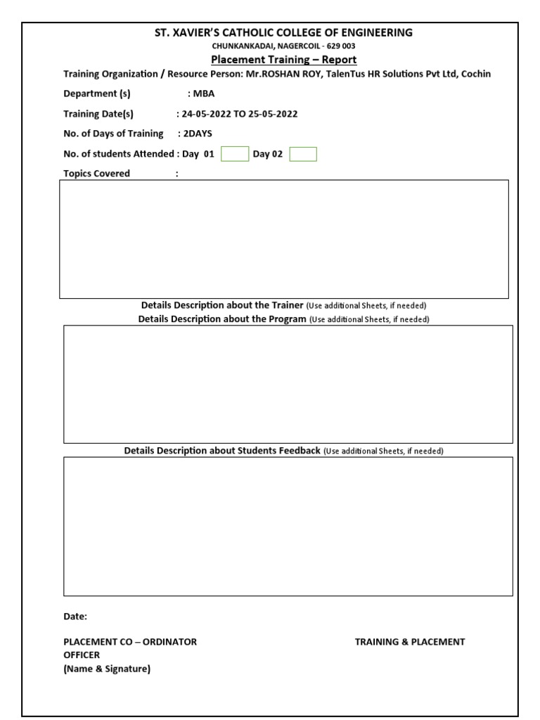 Training Report - Format | PDF