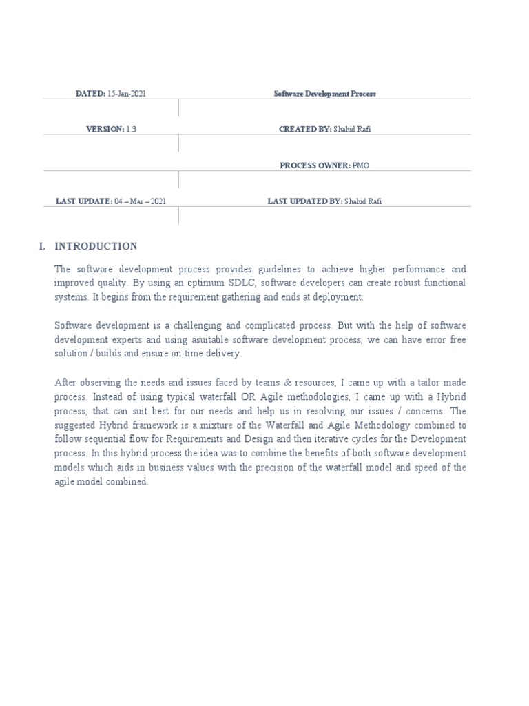 Development Process Document - 0.1 | PDF | Software Development Process ...