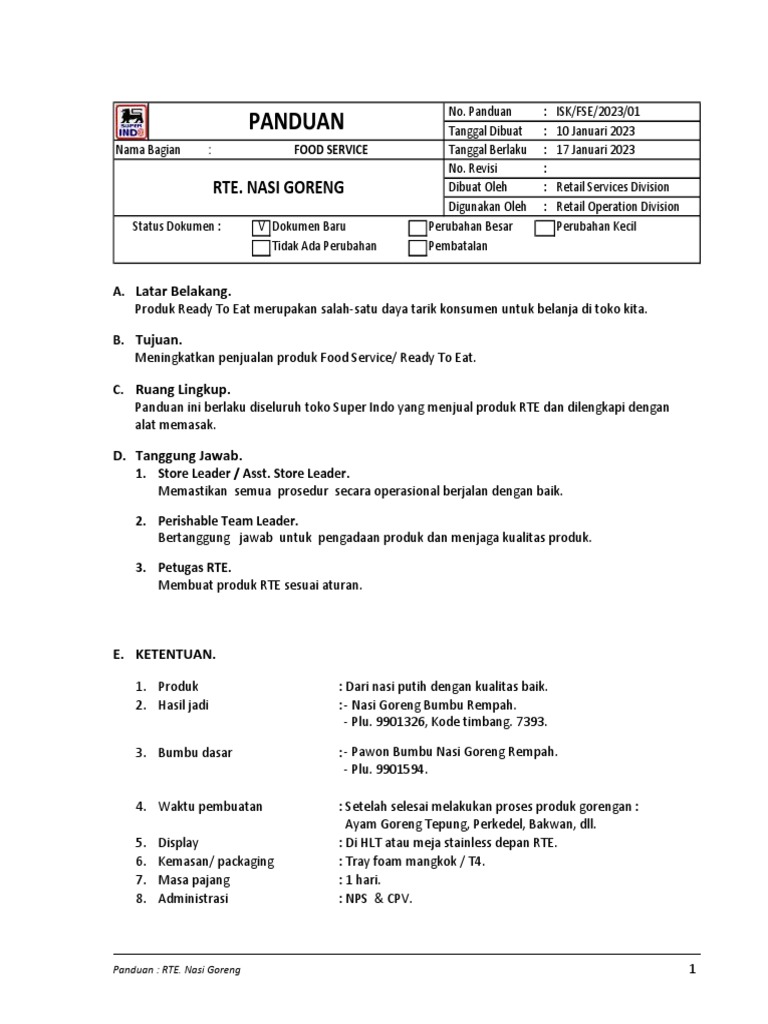 Panduan Rte Nasi Goreng Pdf